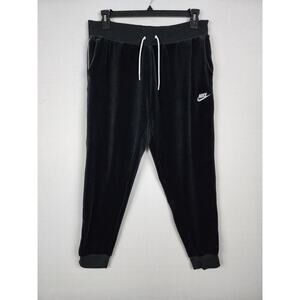Nike Heritage Velour Velvet Sweatpants Womens L Joggers Stretch Black